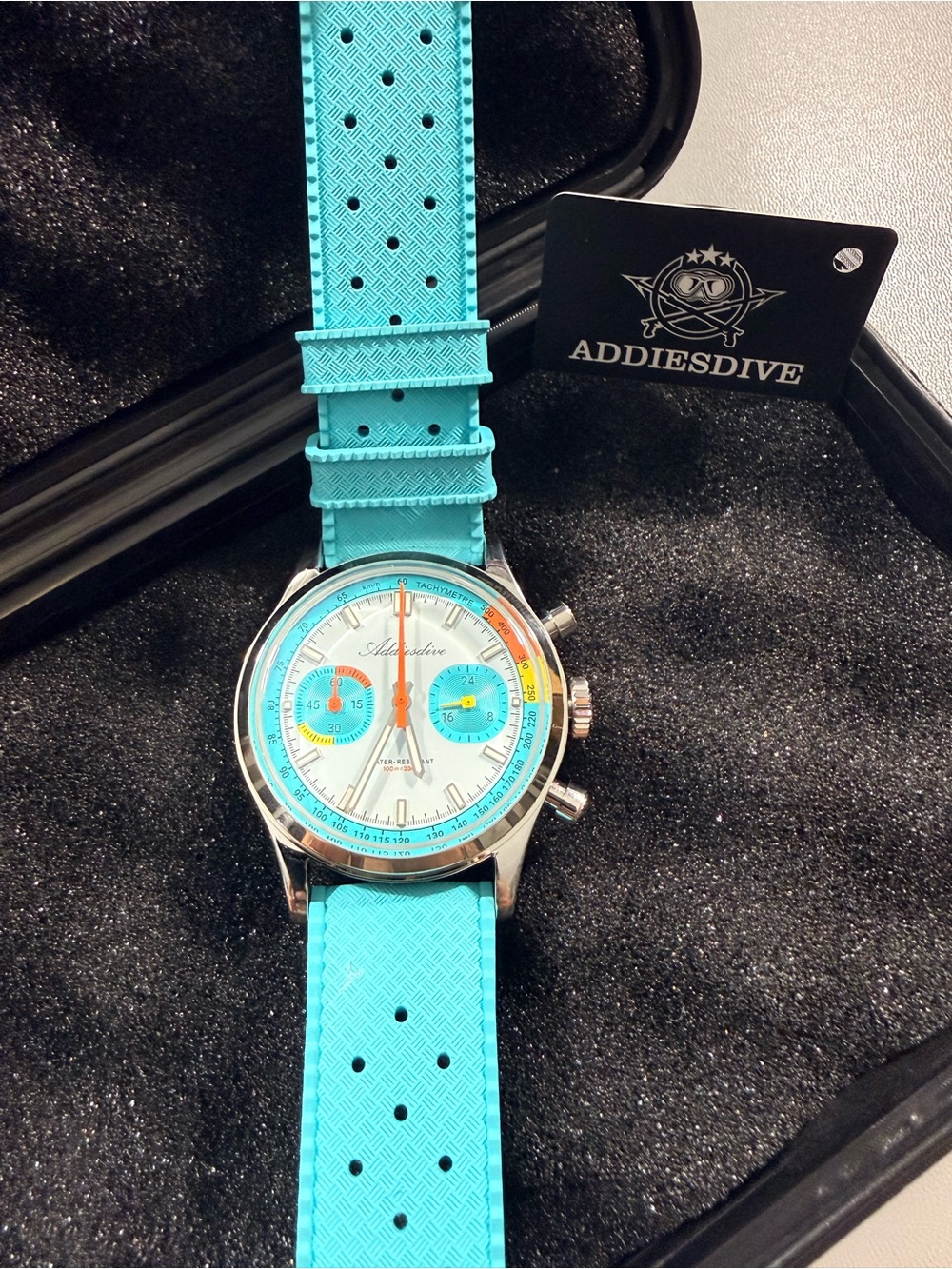 Addiesdive Men’s Turquoise Chronograph Watch